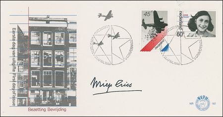 Lot #246 Anne Frank: Otto Frank and Miep Gies Commemorative Covers - Image 1