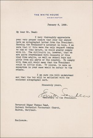 Lot #59 Calvin Coolidge: Too busy for correspondence, Coolidge sends a White House card - Image 2