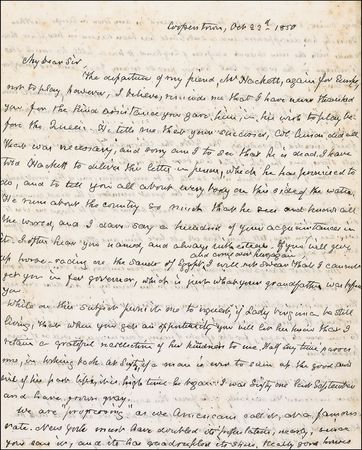 Lot #524 James Fenimore Cooper: The author of Last of the Mohicans praises New York, questions slavery, and ponders the question: ?What are we to do with the blacks, God knows? - Image 1