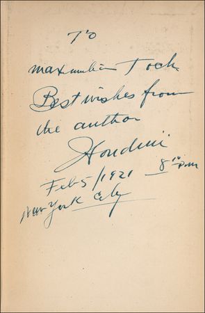 Lot #928 Harry Houdini: Houdini shows his gratitude toward a fellow magician who used trickery to help win WWI - Image 1