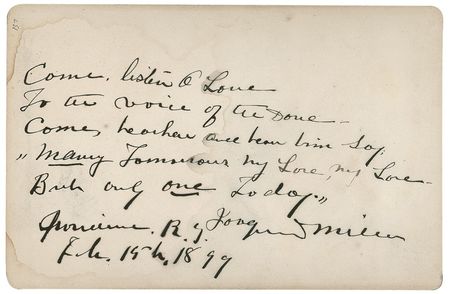 Lot #578 Joaquin Miller: ?Many tomorrows, My love, My love, But only one Today? - Image 1