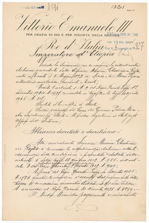 Lot #287 Benito Mussolini and Vittorio Emanuel III Signed Document - Image 1