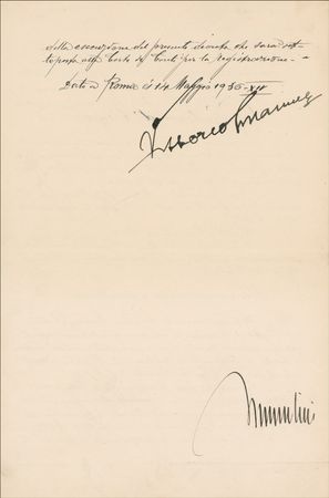 Lot #287 Benito Mussolini and Vittorio Emanuel III Signed Document - Image 2