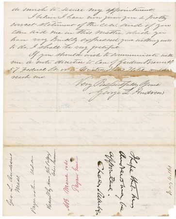 Lot #366 George L. Andrews Handwritten Letter Signed - Image 4