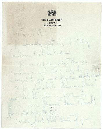 Lot #905 Humphrey Bogart: Awaiting ?Betty? Bacall?s arrival in London, Bogie writes his sister after returning from filming the Barefoot Contessa in Italy - Image 1