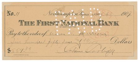 Lot #27 Calvin Coolidge Check
