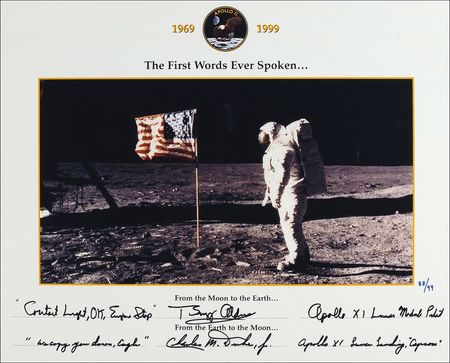 Lot #450 Apollo 11: Aldrin and Duke First Words Spoken Ltd Edition Print - Image 1