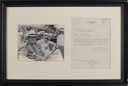 Lot #129 Franklin D. Roosevelt: Secretary Roosevelt gives the Naval Academy Superintendant a temporary promotion - Image 1