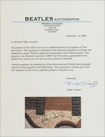 Lot #720 Beatles: Paul McCartney: McCartney Höfner ?violin? bass guitar, signed in-person - Image 3