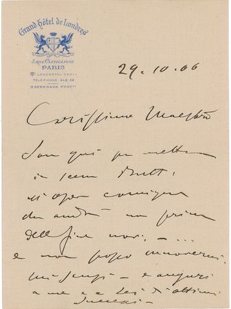 Lot #687 Giacomo Puccini: Puccini prepares to present Madame Butterfly in Paris - Image 1