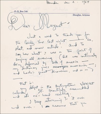 Lot #628 Thornton Wilder: Our Town author thanks a female friend for a night out - Image 1