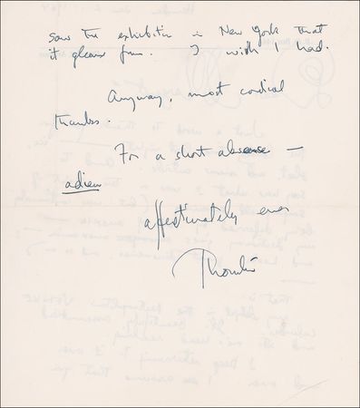 Lot #628 Thornton Wilder: Our Town author thanks a female friend for a night out - Image 2