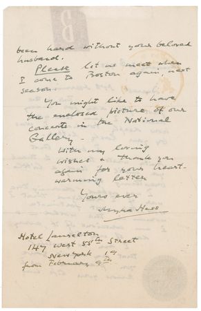 Lot #679 Dame Myra Hess Handwritten Letter Signed and Signature - Image 2