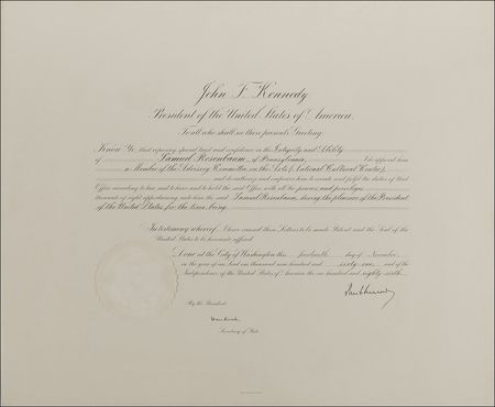 Lot #87 John F. Kennedy: JFK appointment to the committee overseeing what would become the Kennedy Center - Image 1