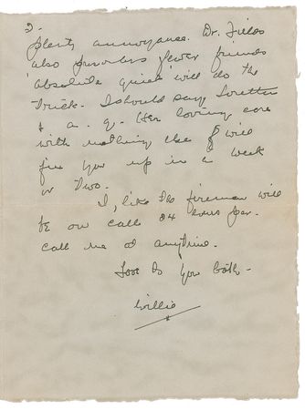 Lot #953 W. C. Fields: Fields reaches out to a fragile fellow actor: ?Dr. Fields also prescribes fewer friends ?absolute quiet? ? I, like the firemen will be on call 24 hours per? - Image 2