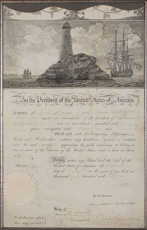 Lot #76 Thomas Jefferson and James Madison: On the day he secretly secures funds for Lewis and Clark, President Jefferson and Secretary Madison approve passage of the Ship Pyomingo of New York - Image 2