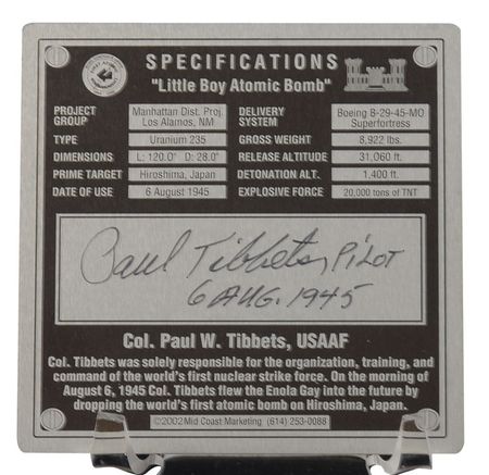 Lot #379 Enola Gay: Paul Tibbets Bomb Model - Image 2