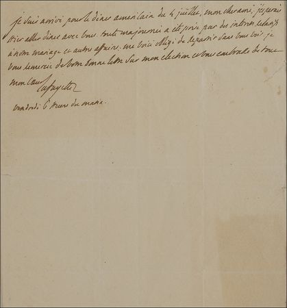 Lot #394 Marquis de Lafayette: Lafayette celebrates the birth of the United States: “I have come for the American dinner of the 4th of July” - Image 2