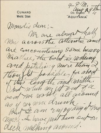 Lot #1265 James Naismith: In a scarce ALS, the inventor of basketball takes to the high seas - Image 1
