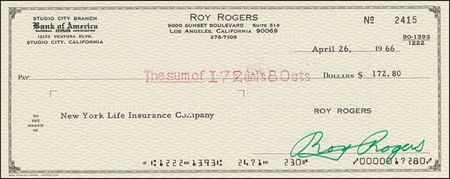 Lot #1080 Roy Rogers Checks - Image 2