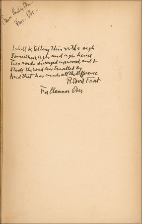 Lot #560 Robert Frost: “Two roads diverged in a wood and I took the one less traveled by, And that has made all the difference”—Frost pens the closing verse from The Road Not Taken - Image 1