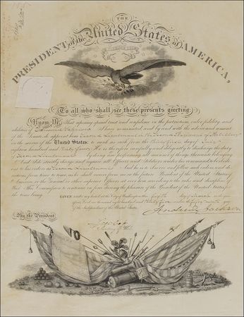 Lot #74 Andrew Jackson: Jackson artillery officer appointment with unusual War Office seal - Image 1