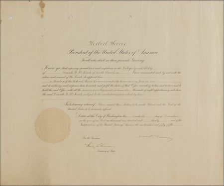 Lot #72 Herbert Hoover Signed Document - Image 1