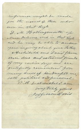 Lot #200 Jefferson Davis: The Confederate president laments the ?loss of my papers when my library in Misi. was pillaged by some of Gen?l Sherman?s troops.? - Image 2
