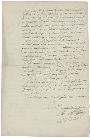 Lot #410 Napoleon: Returning to France and defending it from a coup in 1799, “Bonaparte” appoints an artillery commander - Image 2