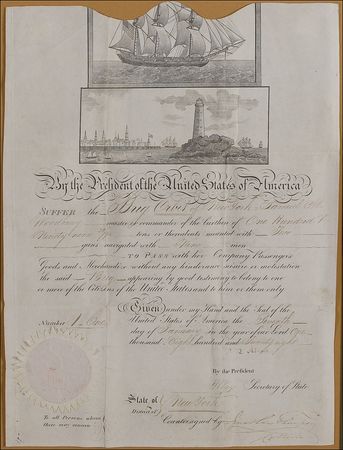 Lot #3 John Quincy Adams and Henry Clay: Adams and Clay signed ship’s pass - Image 2