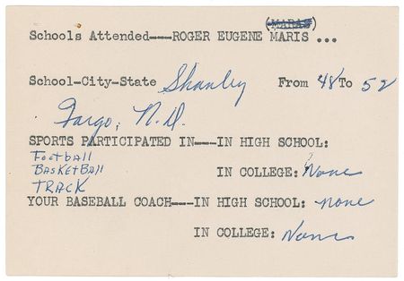 Lot #1256 Roger Maris: Insightful 1957 Roger Maris questionnaire from the Cleveland rookie - Image 2