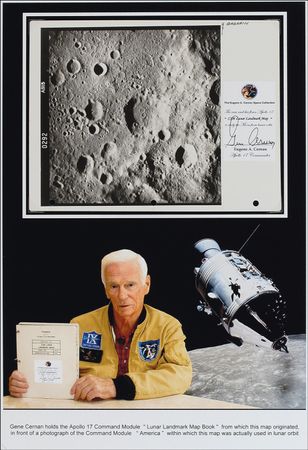 Lot #475 Gene Cernan: Apollo 17 flown lunar landmark map from Cernan’s personal collection - Image 1