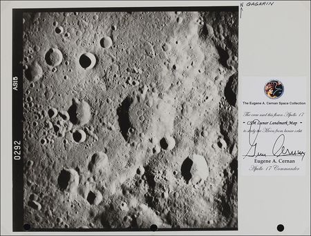 Lot #475 Gene Cernan: Apollo 17 flown lunar landmark map from Cernan’s personal collection - Image 2