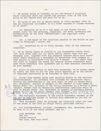 Lot #804 Charles Mingus: Mingus licenses ‘Revelations,’ the song that established him as one of the foremost jazz composers - Image 2