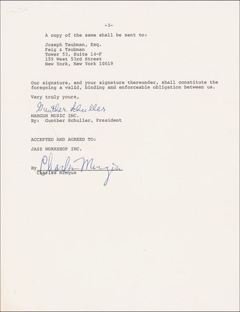 Lot #804 Charles Mingus: Mingus licenses ‘Revelations,’ the song that established him as one of the foremost jazz composers - Image 3