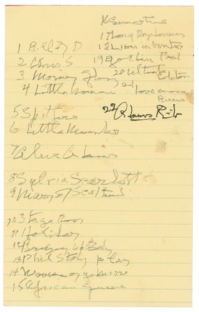 Lot #994 Katharine Hepburn List and Sketch - Image 1