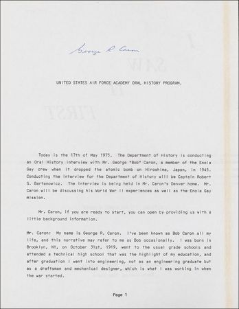 Lot #375 Enola Gay: George Caron - Image 1