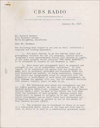 Lot #771 Bernard Herrmann Signed Document - Image 1
