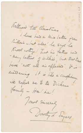 Lot #611 Dorothy Sayers: “He refers me to the Dickens family - Ha! Ha!” - Image 2
