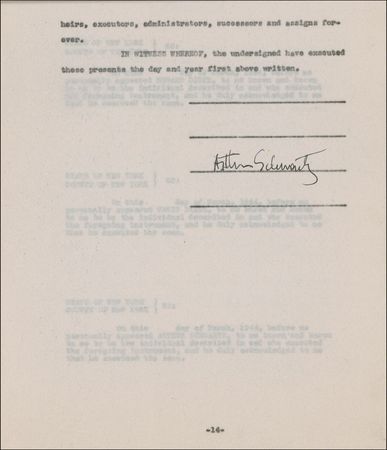 Lot #836 Arthur Schwartz Signed Document - Image 2