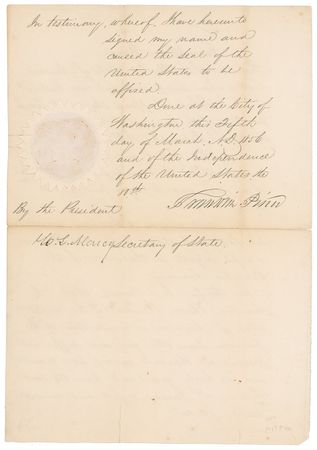 Lot #108 Franklin Pierce: Rare Pierce presidential pardon for a man “convicted of riot” - Image 2