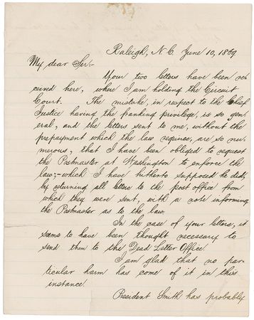 Lot #305 Supreme Court: Salmon P. Chase: A chief justice joins Dartmouth for its 100th anniversary - Image 1