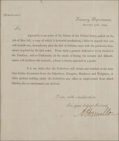 Lot #226 Alexander Hamilton: A Founding Father works to develop the structure of the new federal government in 1792 - Image 2