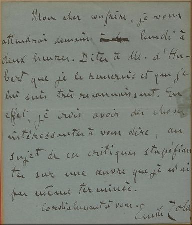 Lot #578 Emile Zola: ?I have some interesting things to tell you regarding those astounding critiques on a work which I have not yet finished? - Image 2