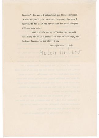Lot #247 Helen Keller: Returning from a 1954 visit to Martha?s Vineyard and ?a real talk with Mrs. Roosevelt,? Keller graciously thanks her famous hostess - Image 2