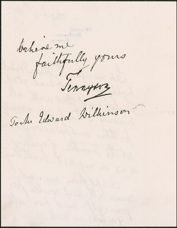 Lot #562 Alfred Lord Tennyson: Lord Tennyson graciously sends thanks for 1892 birthday greetings—his last - Image 2