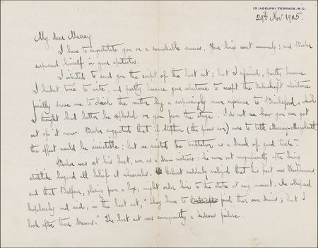 Lot #552 George Bernard Shaw: Shaw discusses the perceived hypocrisy in his famous 1905 play, Major Barbara, with the inspiration for one of his characters - Image 1