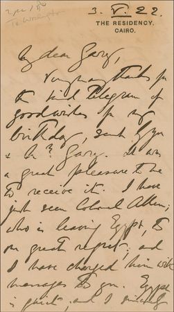 Lot #323 Edmund Allenby Handwritten Letter Signed - Image 1