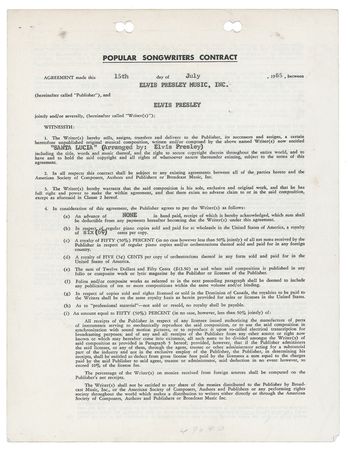 Lot #788 Elvis Presley: Rare Elvis contract from 1965 for the song ?Santa Lucia? - Image 1