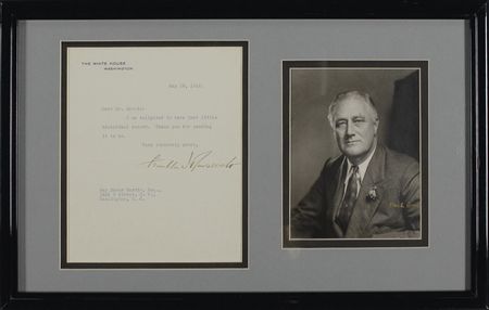 Lot #128 Franklin D. Roosevelt: ?I am delighted to have that little historical record? - Image 1
